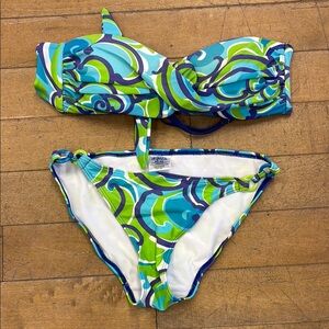 Blue and Green Swirl Bikini Set